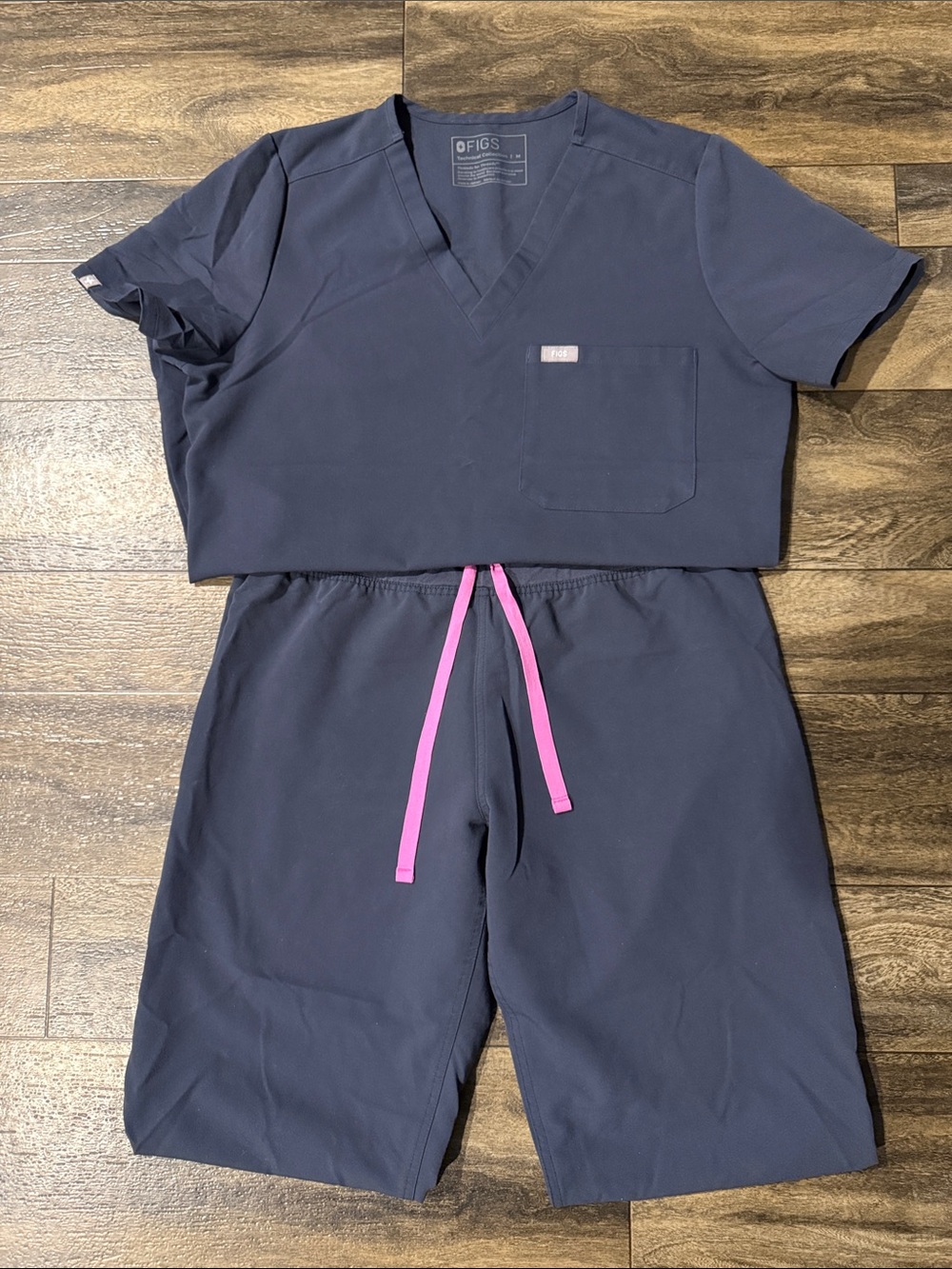 Figs Scrub Set Night Sky with Pink Drawstring- Medium